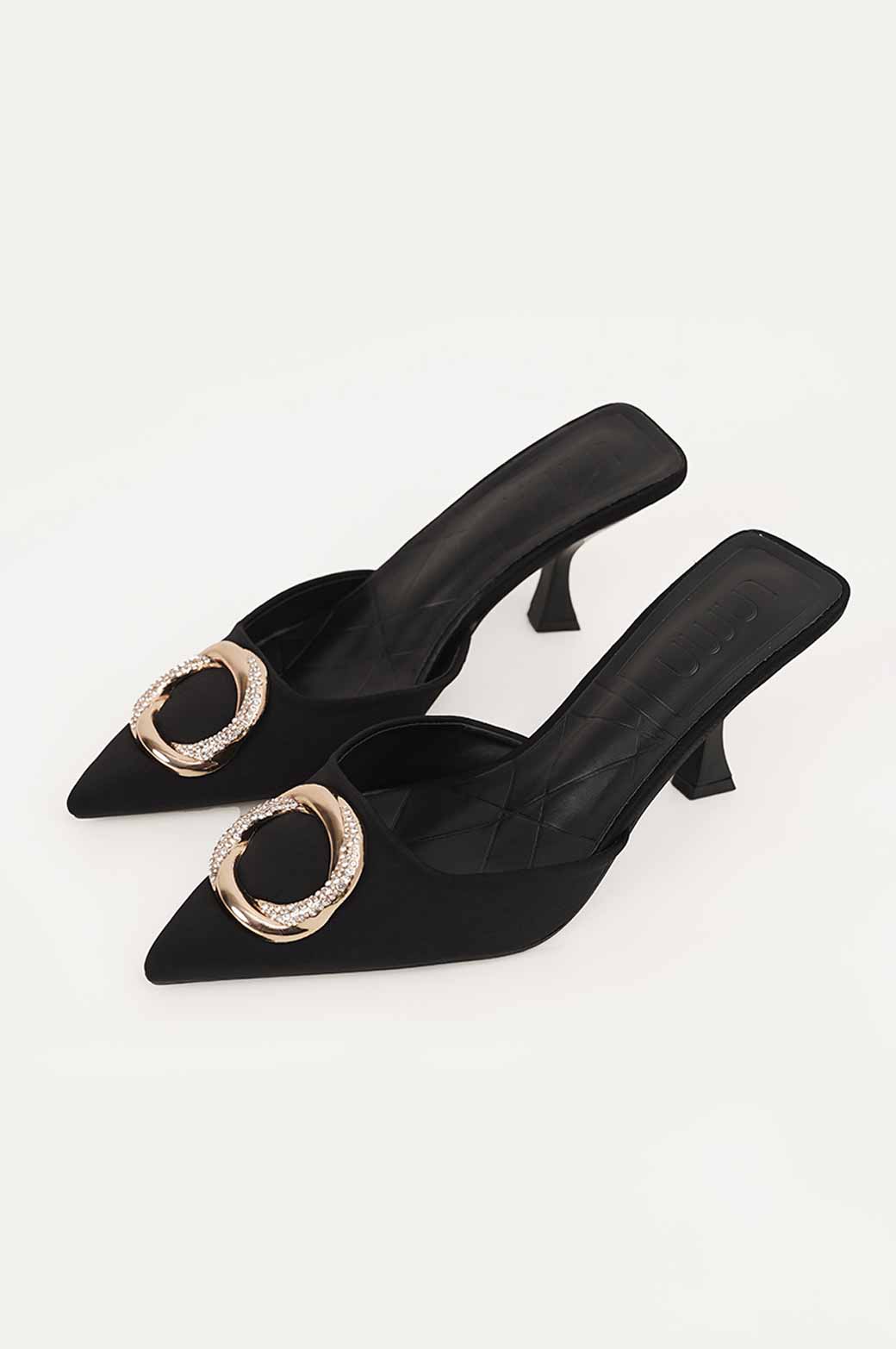 BLACK CHER SATIN HEEL