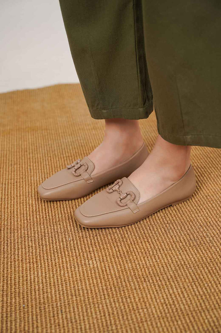 KHAKI LOAFERS WITH BUCKLE