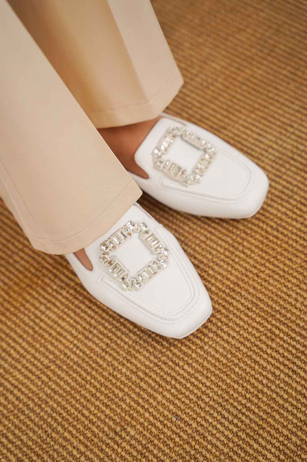WHITE EMBELLISHED LOAFER