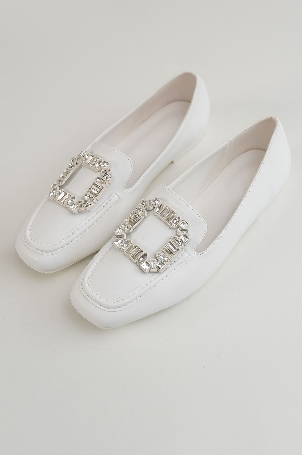 WHITE EMBELLISHED LOAFER