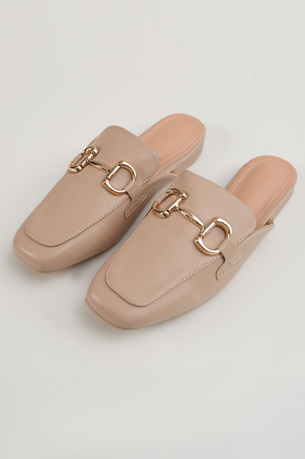 KHAKI SMART MULES WITH BUCKLE