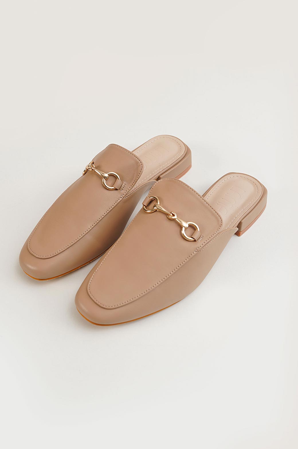 TAN MULES WITH BUCKLE