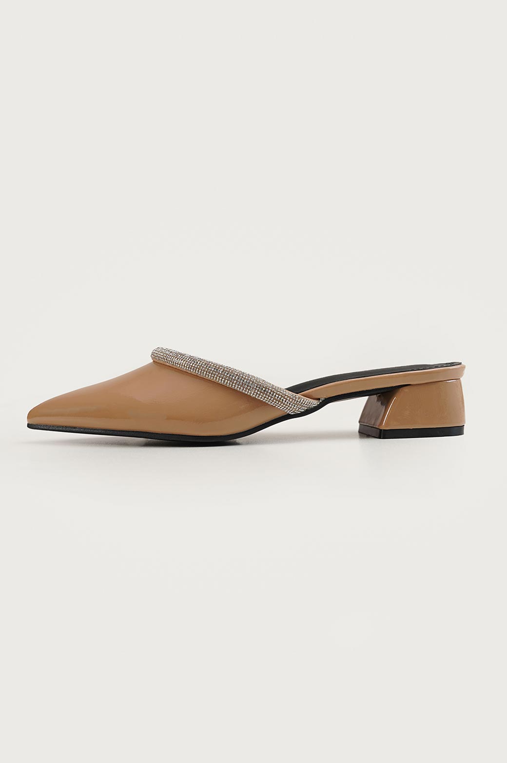 KHAKI POINTED MULES