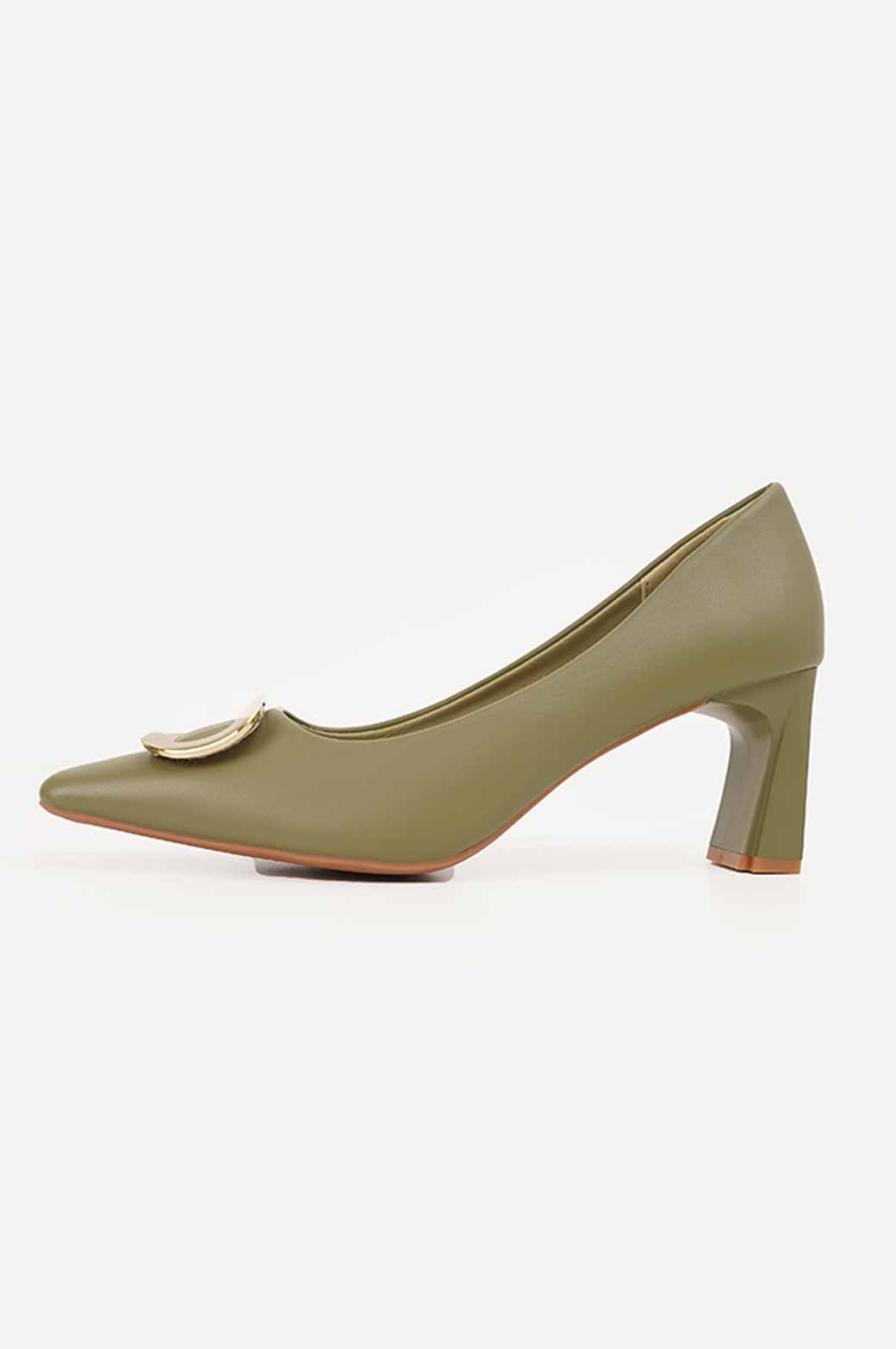 GREEN HEEL WITH BUCKLE