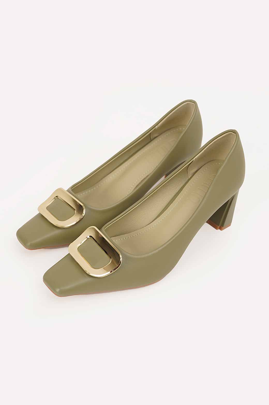 GREEN HEEL WITH BUCKLE