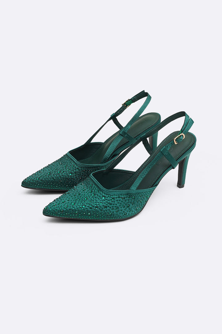 GREEN CRYSTAL SPRAY HEELS