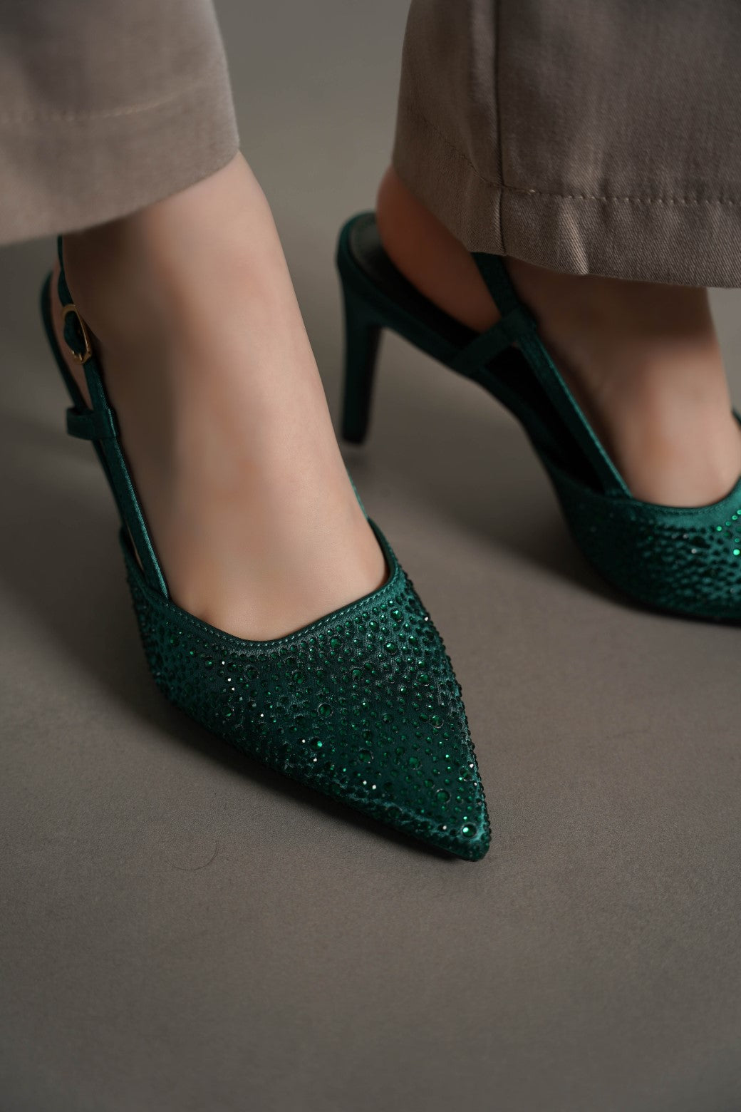 GREEN CRYSTAL SPRAY HEELS