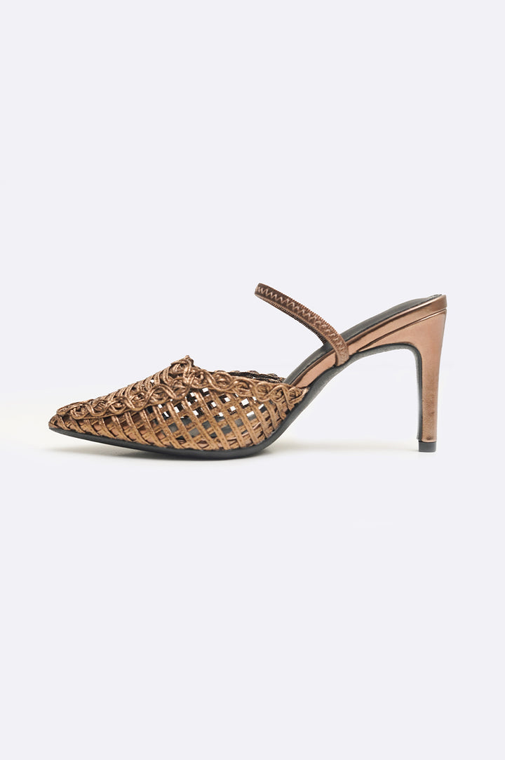 BRONZE PARTY WEAVE HEEL