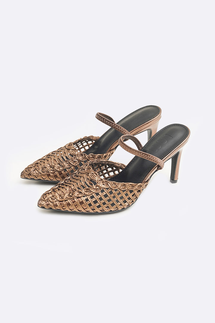 BRONZE PARTY WEAVE HEEL