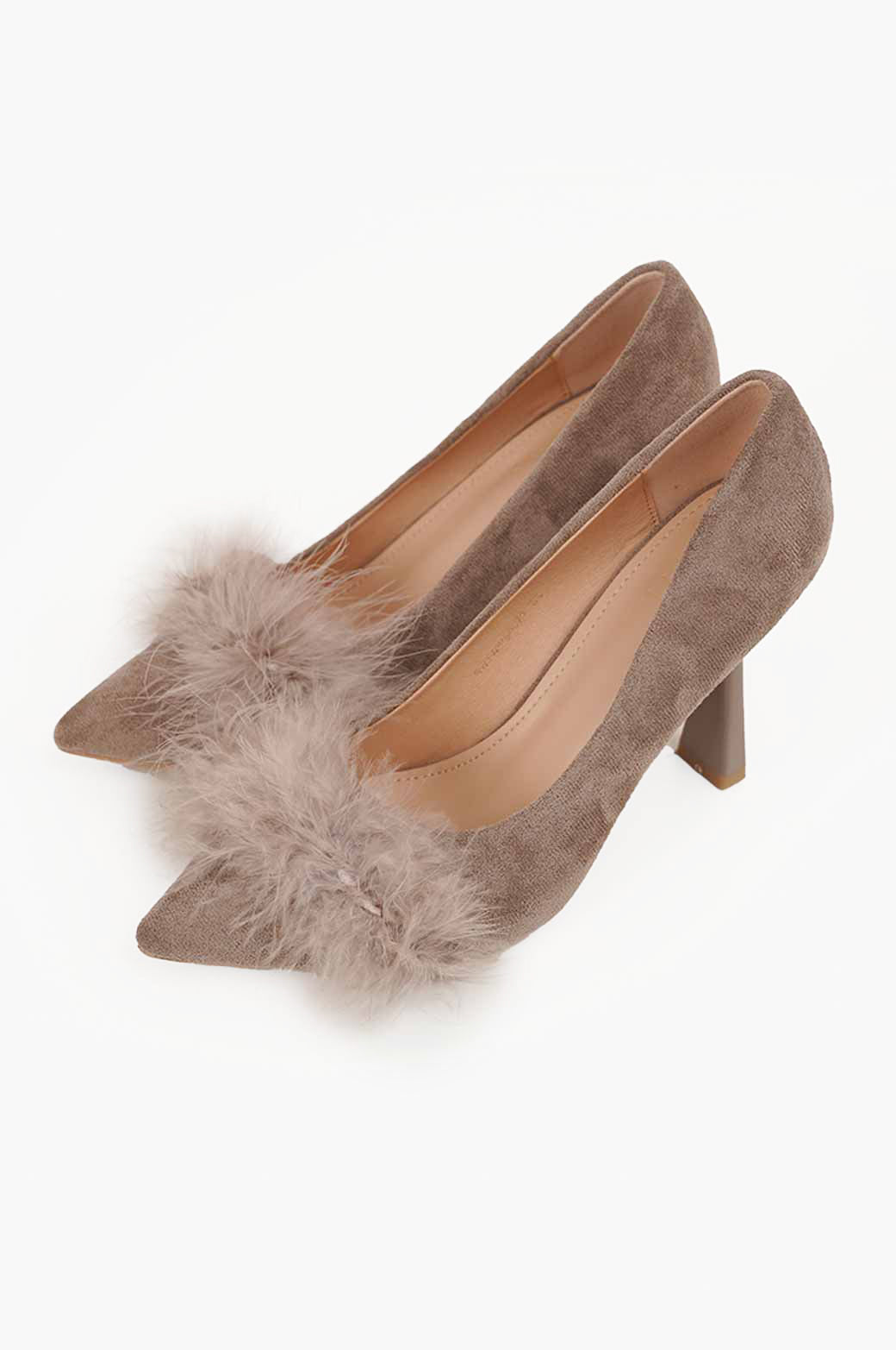 TAUPE HEEL WITH FUR