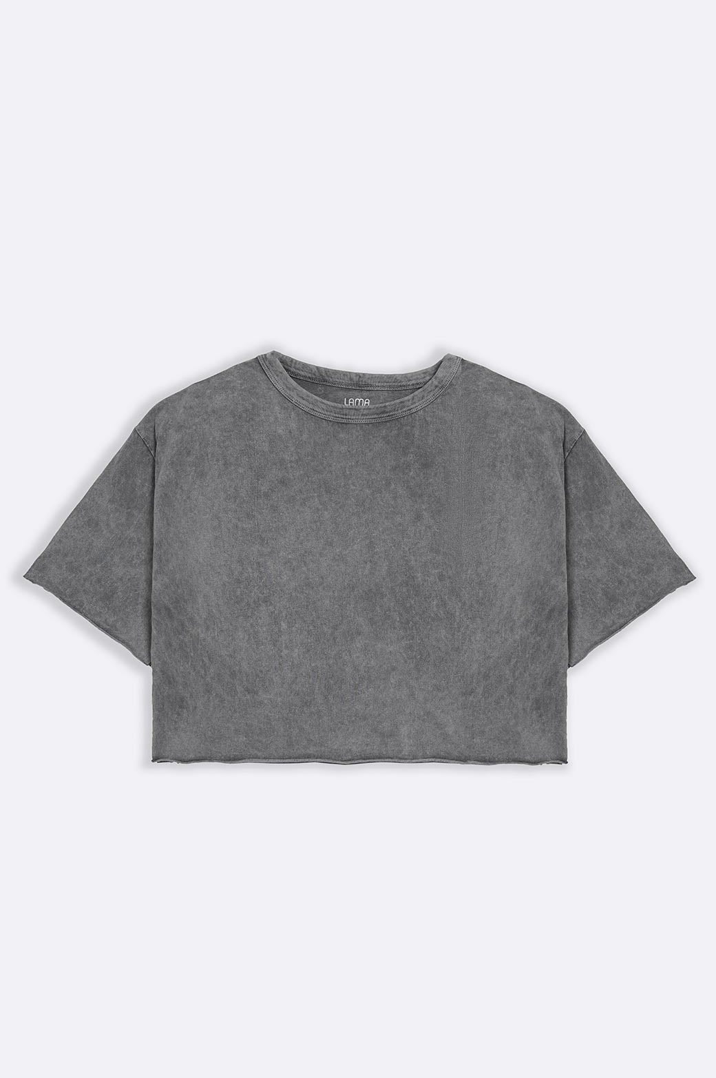 CHARCOAL DISTRESSED CROPPED  TEE