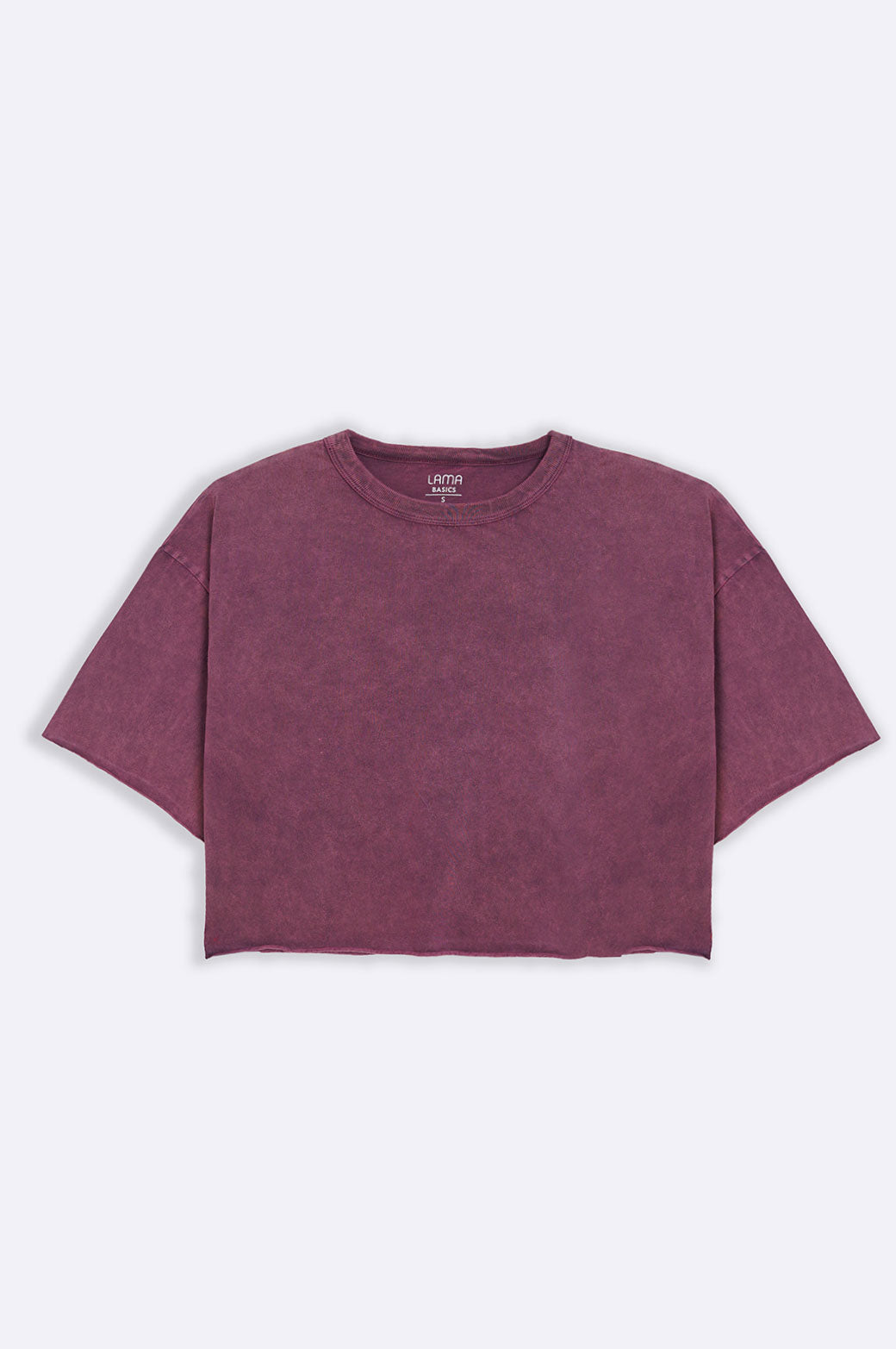 PLUM DISTRESSED CROPPED  TEE