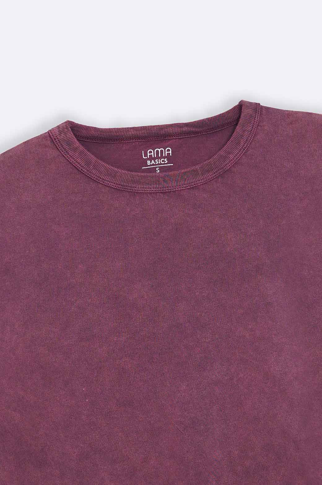 PLUM DISTRESSED CROPPED  TEE