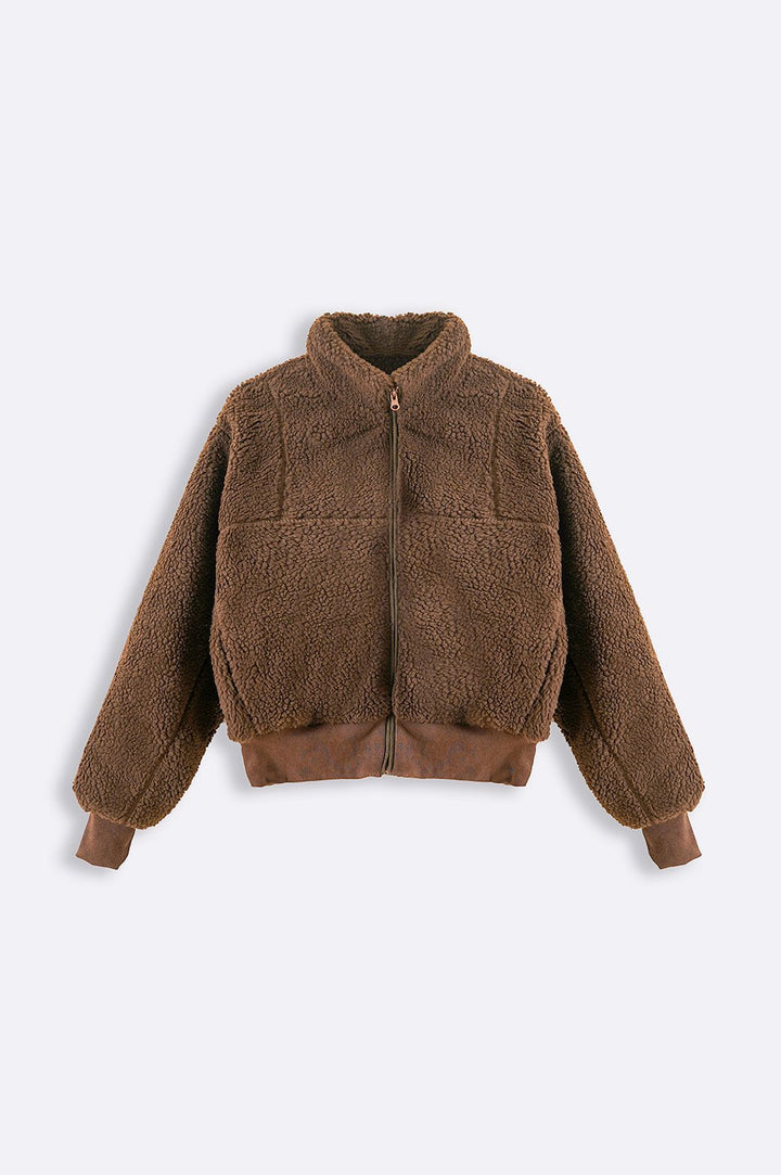 BROWN SHORT SHERPA JACKET