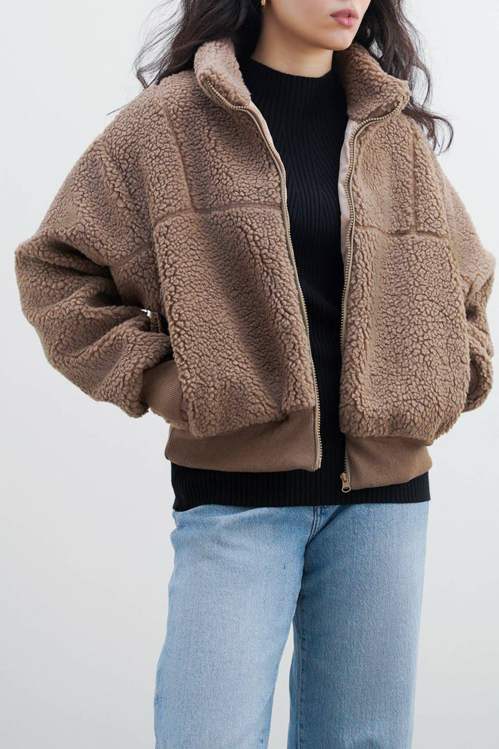 KHAKI SHORT SHERPA JACKET