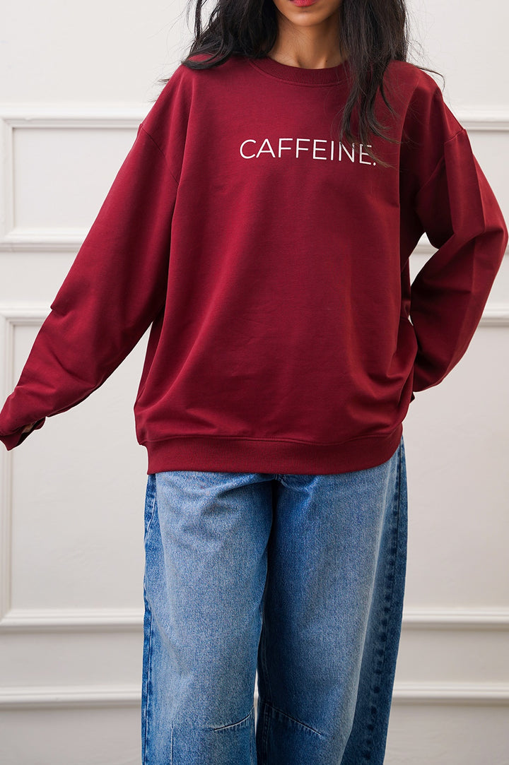 BURGUNDY CAFFEINE UNISEX SWEATSHIRT