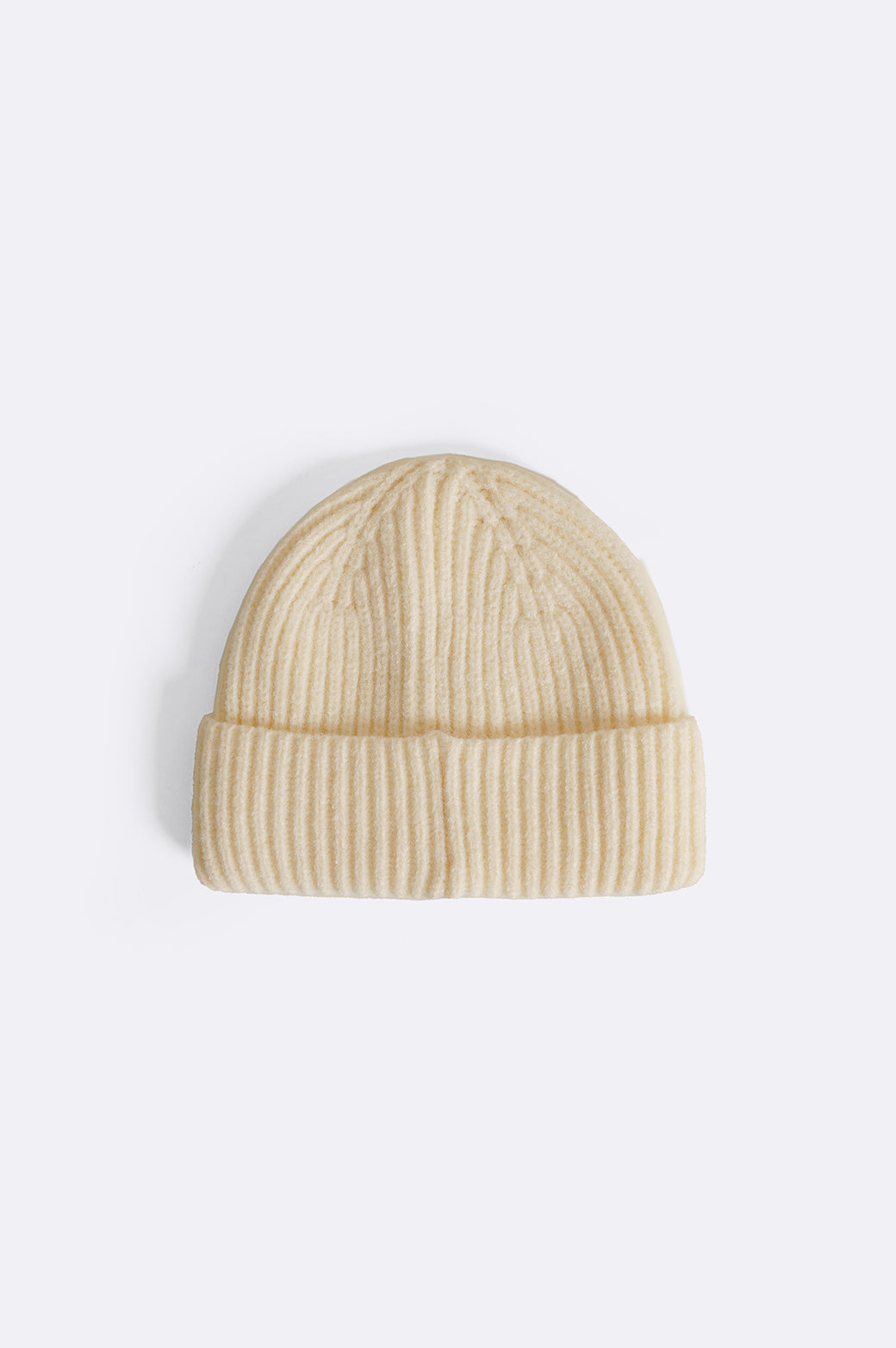 IVORY RIB-KNIT BEANIE