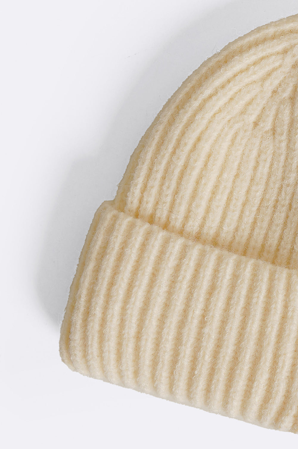 IVORY RIB-KNIT BEANIE