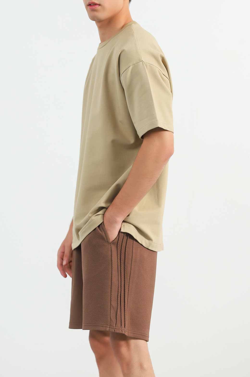 BRWON TEXTURED SHORTS