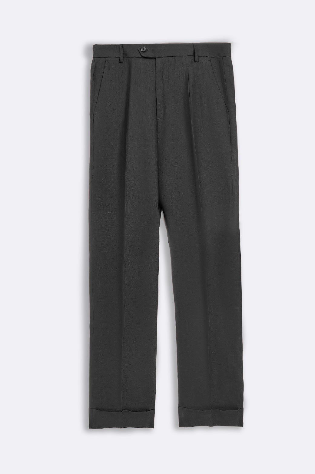BLACK PREMIUM LINEN TURN UP PANTS