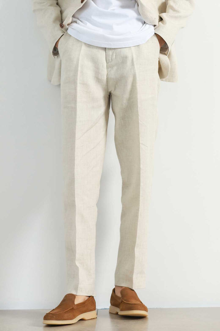 BEIGE PREMIUM LINEN CLASSIC PANTS