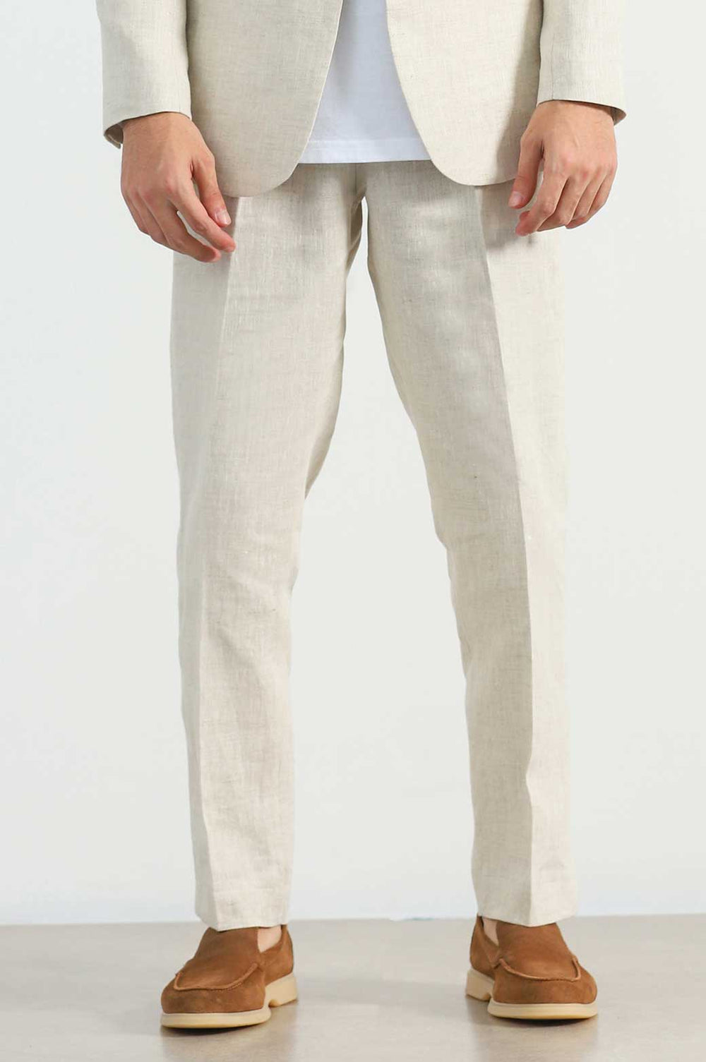 BEIGE PREMIUM LINEN CLASSIC PANTS