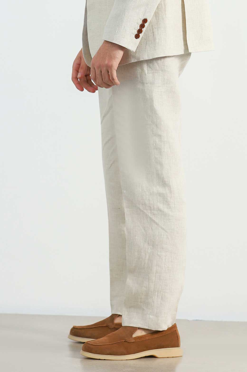 BEIGE PREMIUM LINEN CLASSIC PANTS