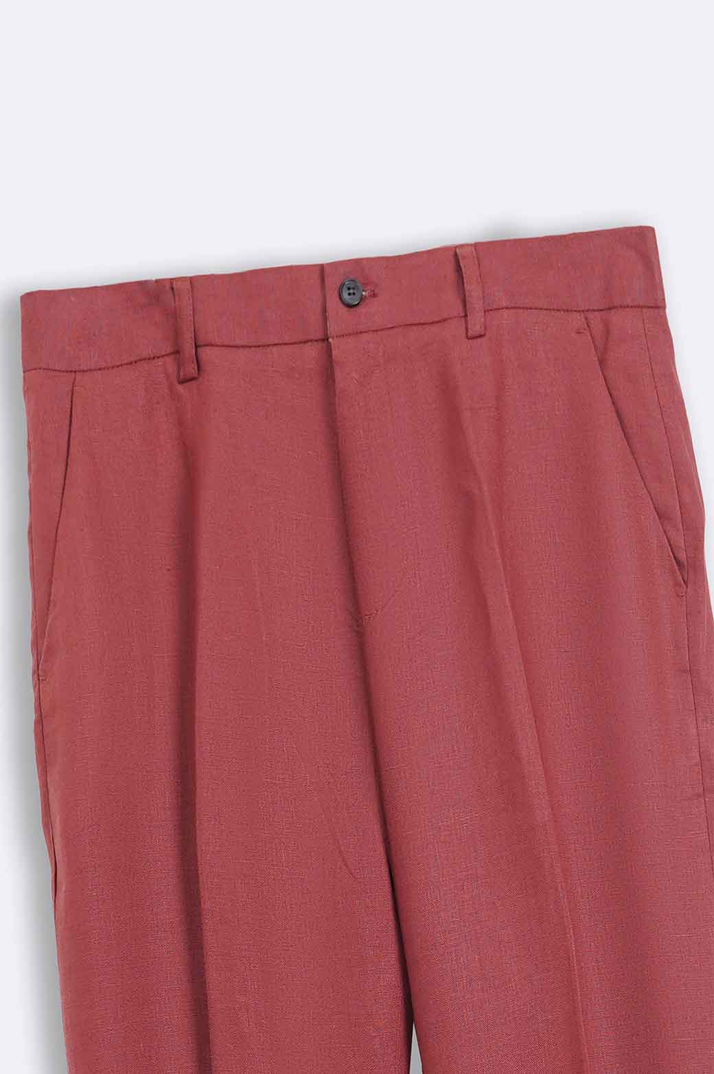 MAROON PREMIUM LINEN CLASSIC PANTS