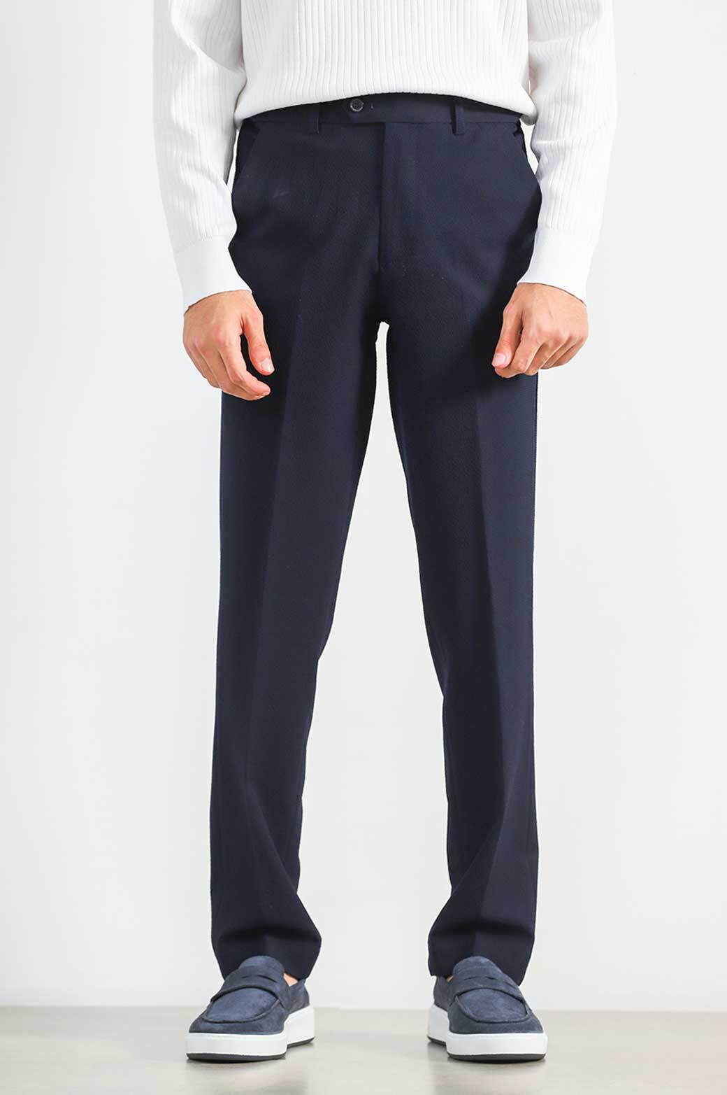 NAVY TEXTURED PANTS
