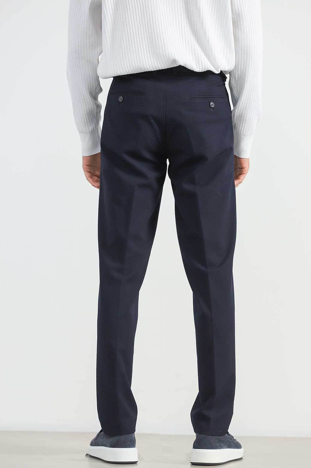 NAVY TEXTURED PANTS