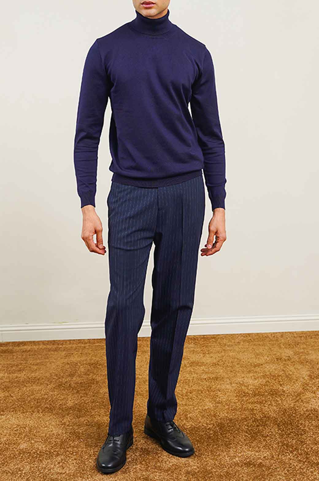NAVY PINSTRIPE PANTS