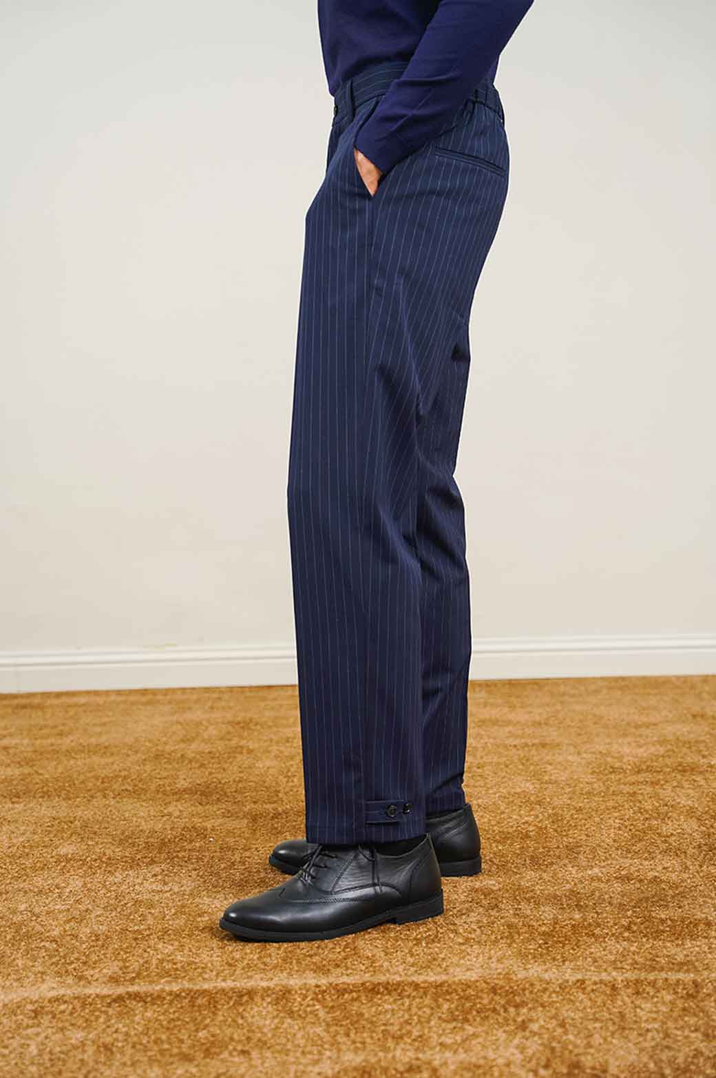 NAVY PINSTRIPE PANTS