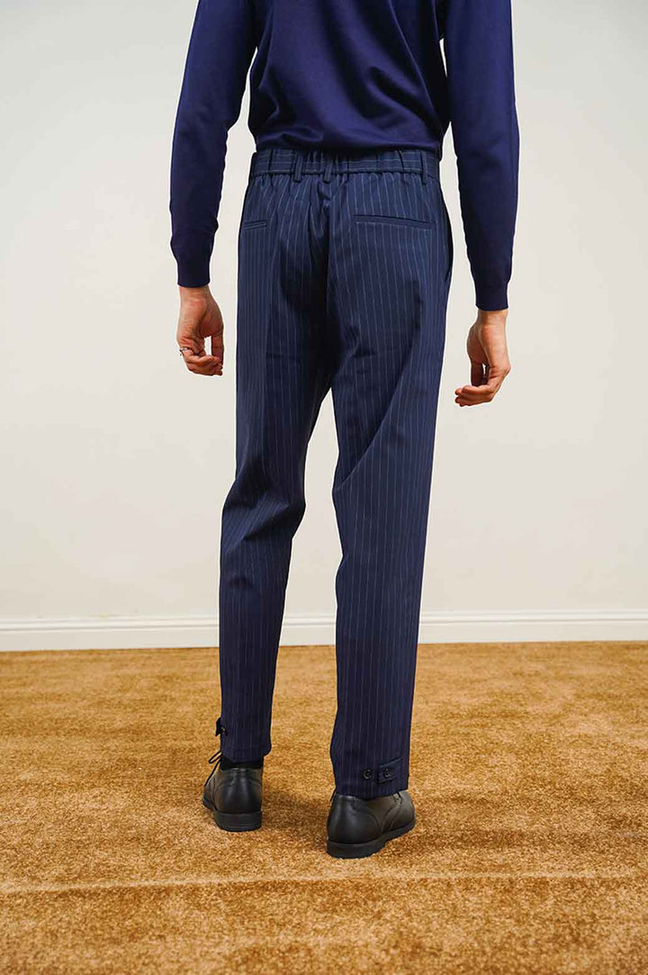 NAVY PINSTRIPE PANTS