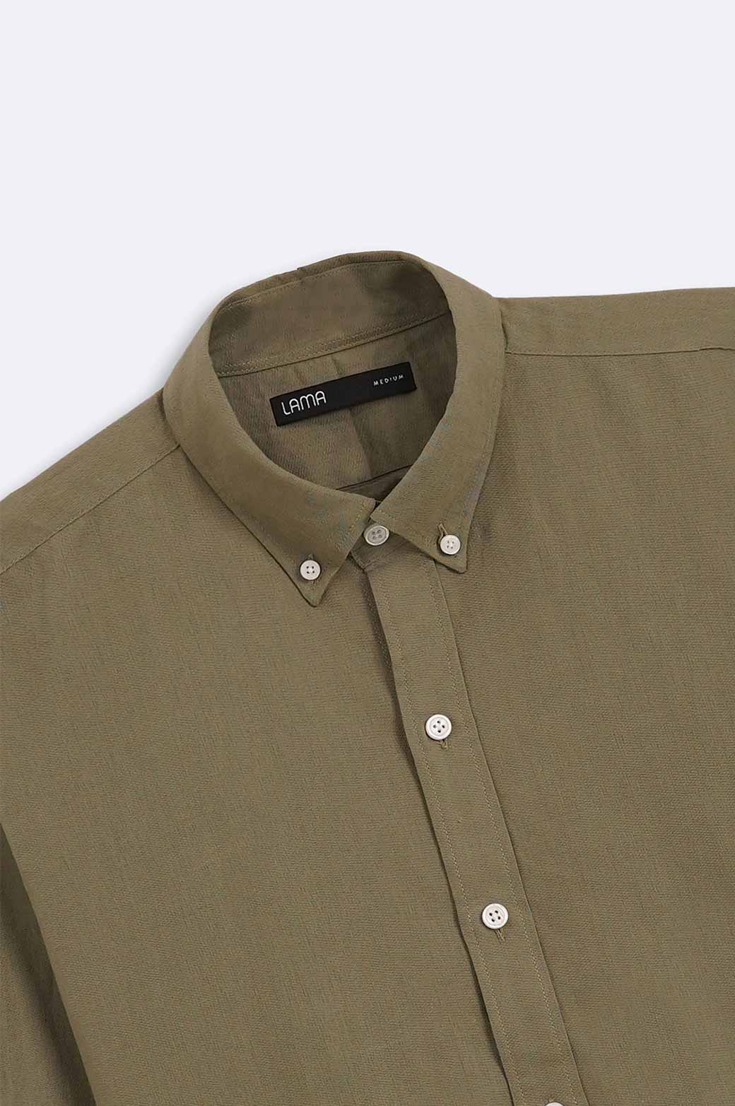 OLIVE LINEN BUTTON DOWN SHIRT