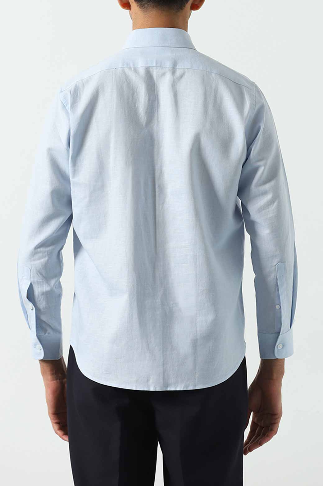 SKY BLUE LINEN BUTTON DOWN SHIRT
