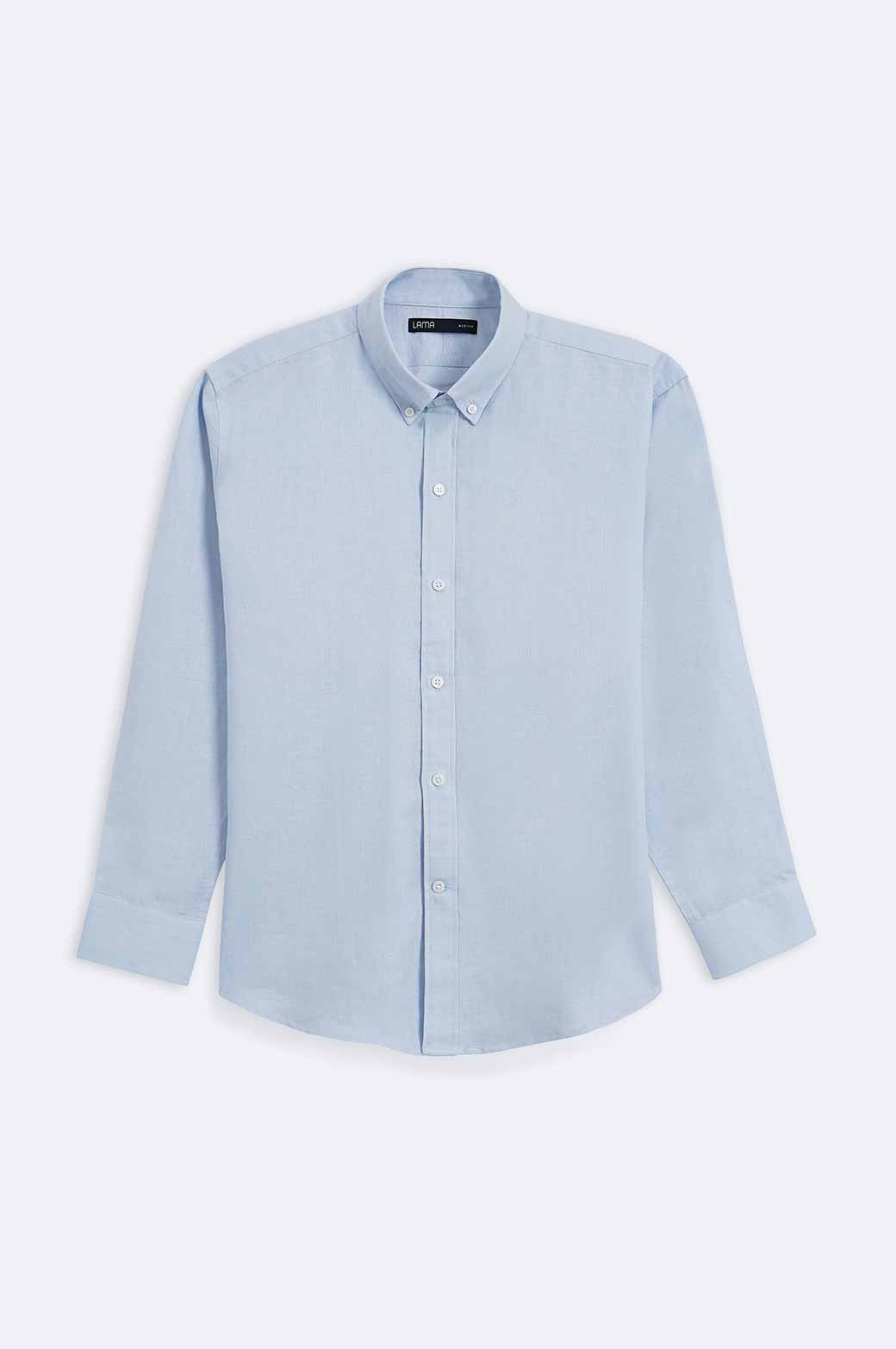 SKY BLUE LINEN BUTTON DOWN SHIRT