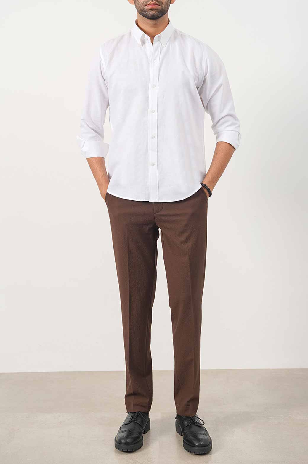WHITE LINEN BUTTON DOWN SHIRT