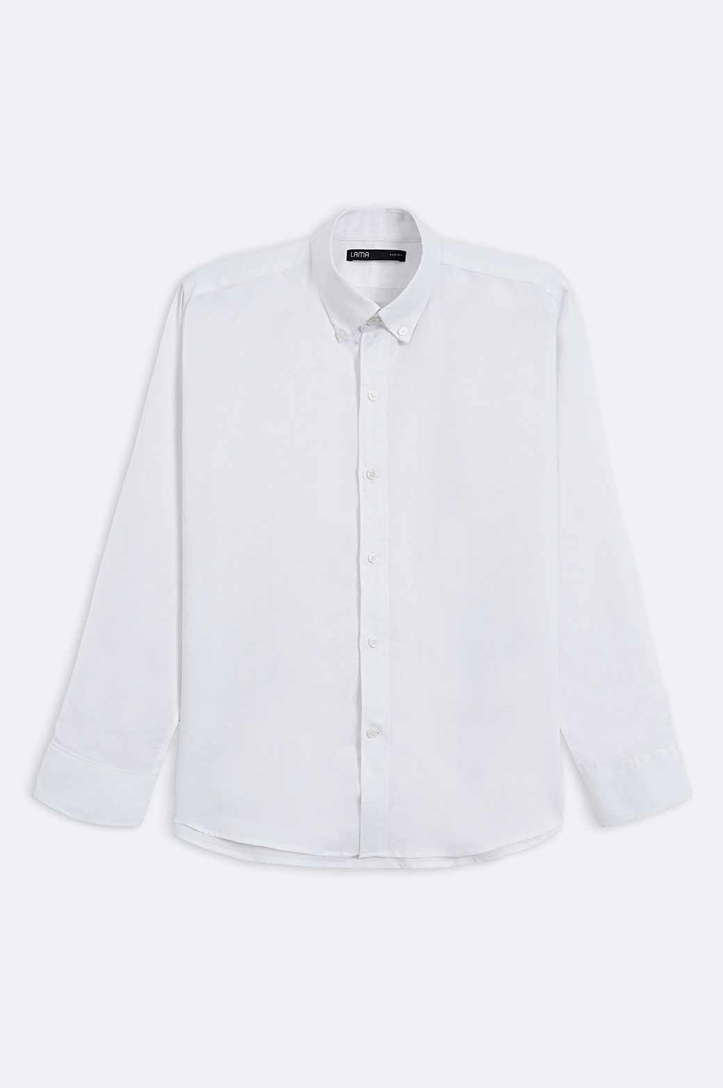 WHITE LINEN BUTTON DOWN SHIRT