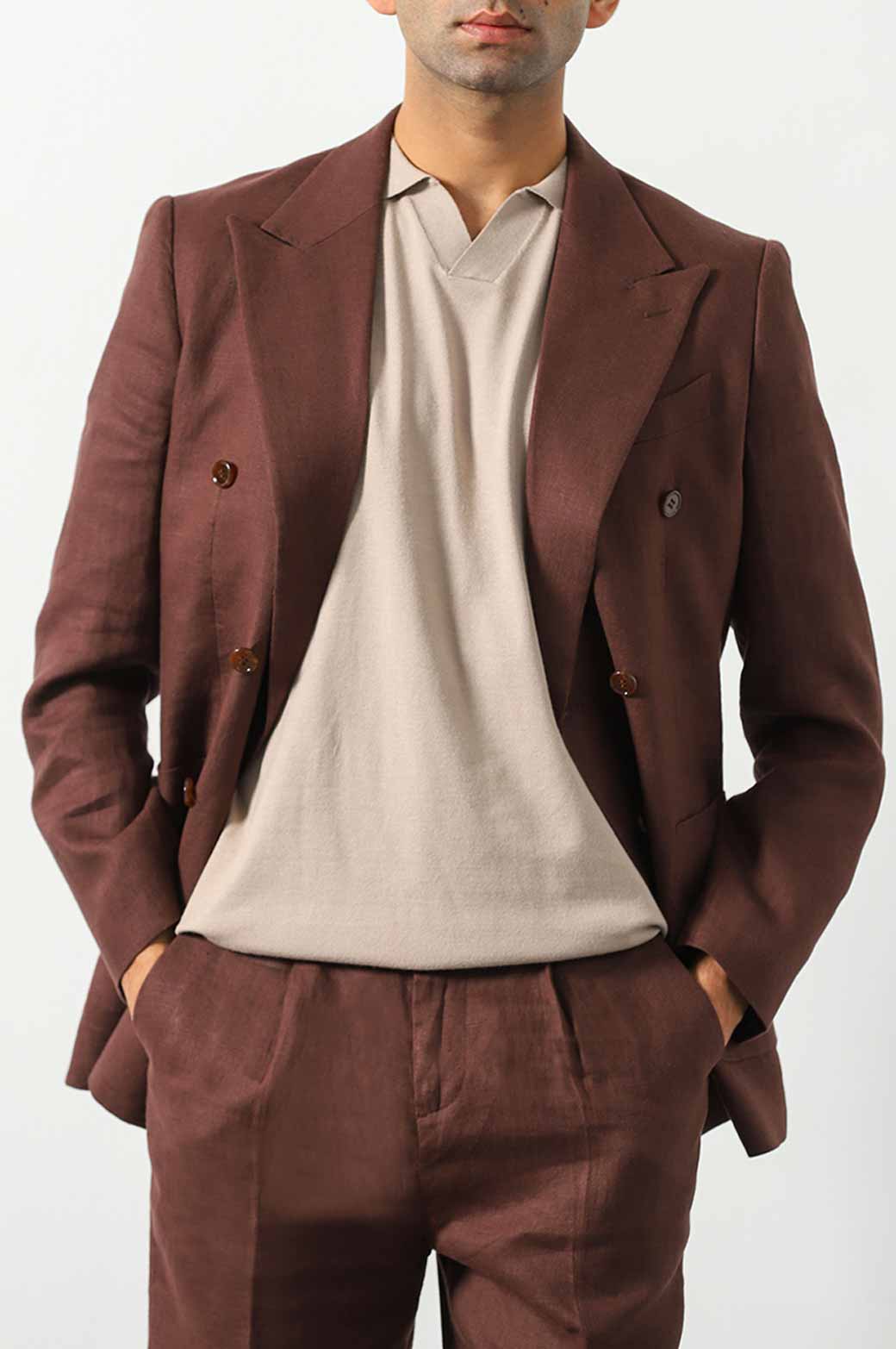 CHOCOLATE PREMIUM LINEN BLAZER