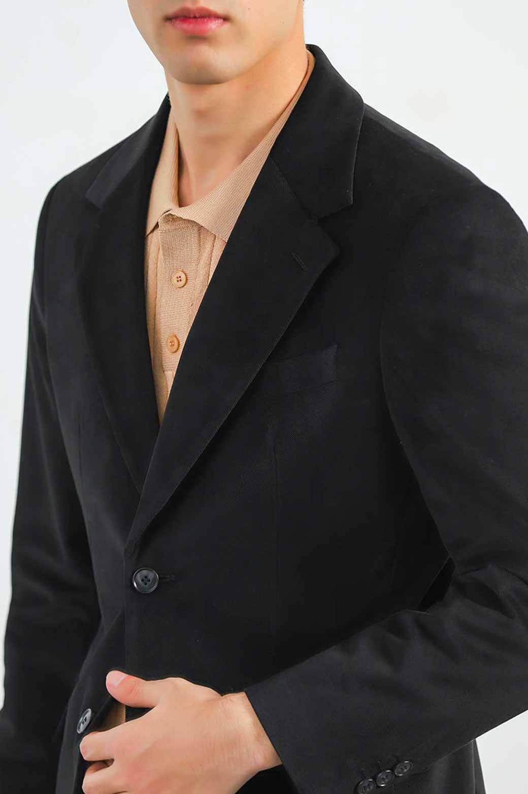 BLACK TEXTURED BLAZER