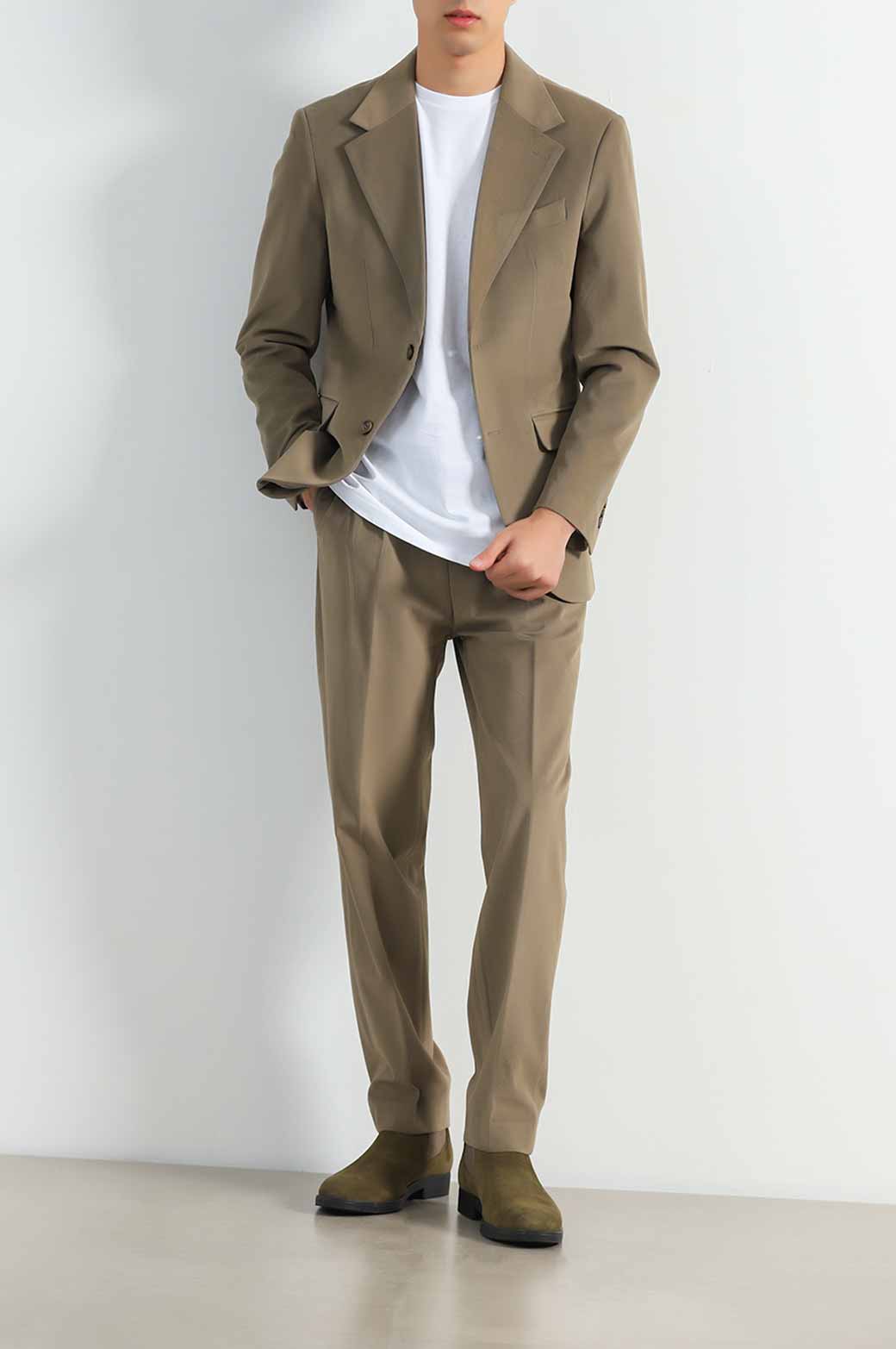 KHAKI TEXTURED BLAZER