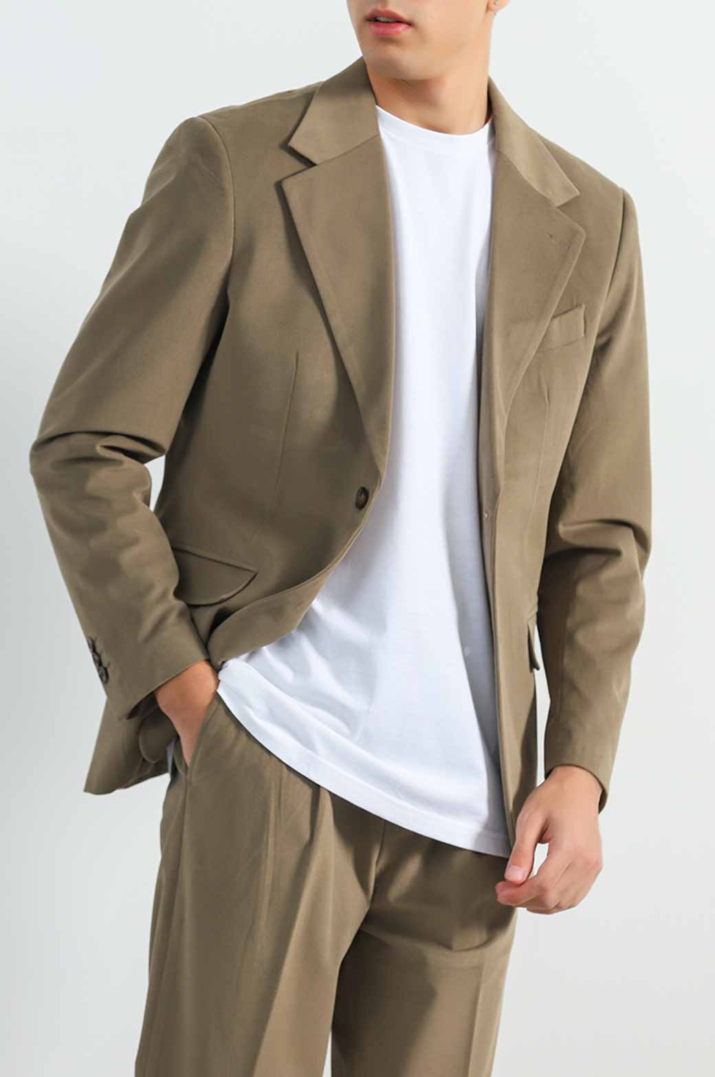 KHAKI TEXTURED BLAZER