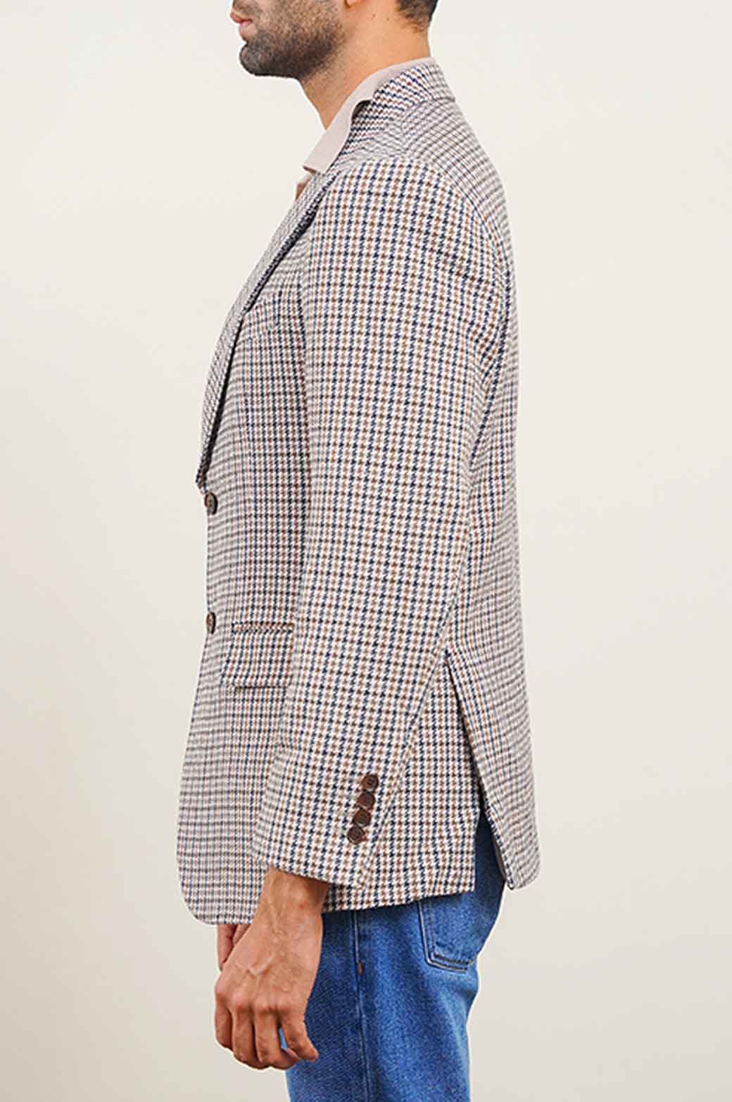 BEIGE HOUNDSTOOTH BLAZER