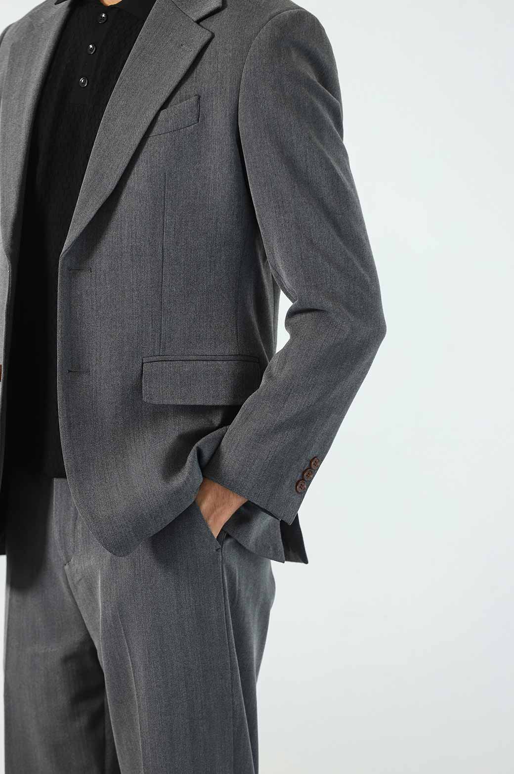 GREY HERINGBONE BLAZER