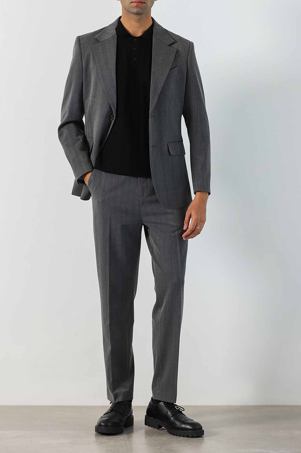 GREY HERINGBONE BLAZER