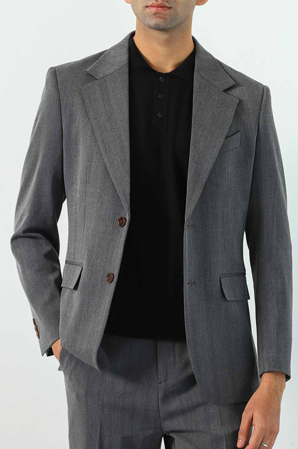 GREY HERINGBONE BLAZER