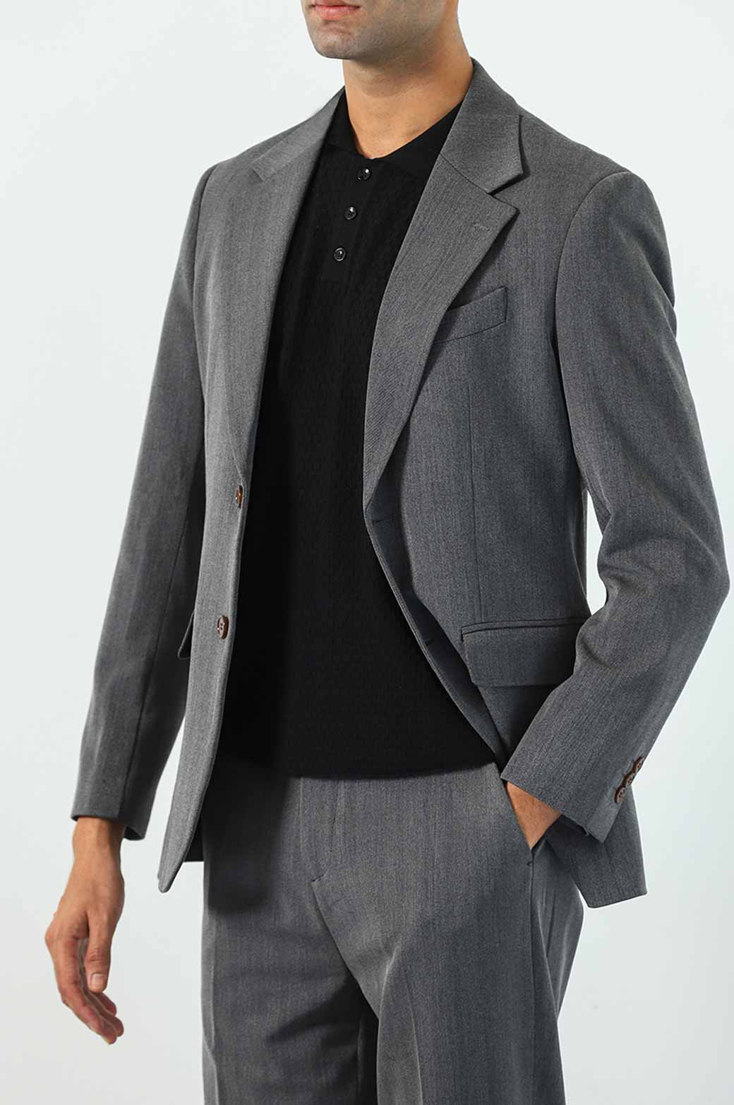 GREY HERINGBONE BLAZER
