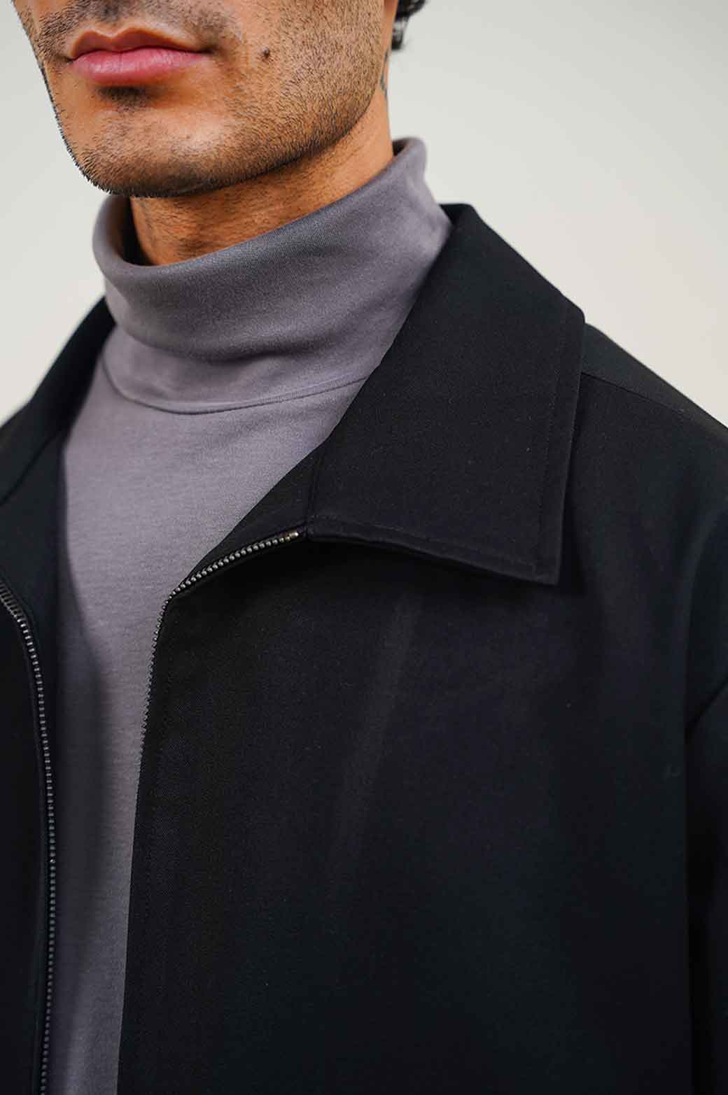 BLACK CLASSIC ZIPPER JACKET