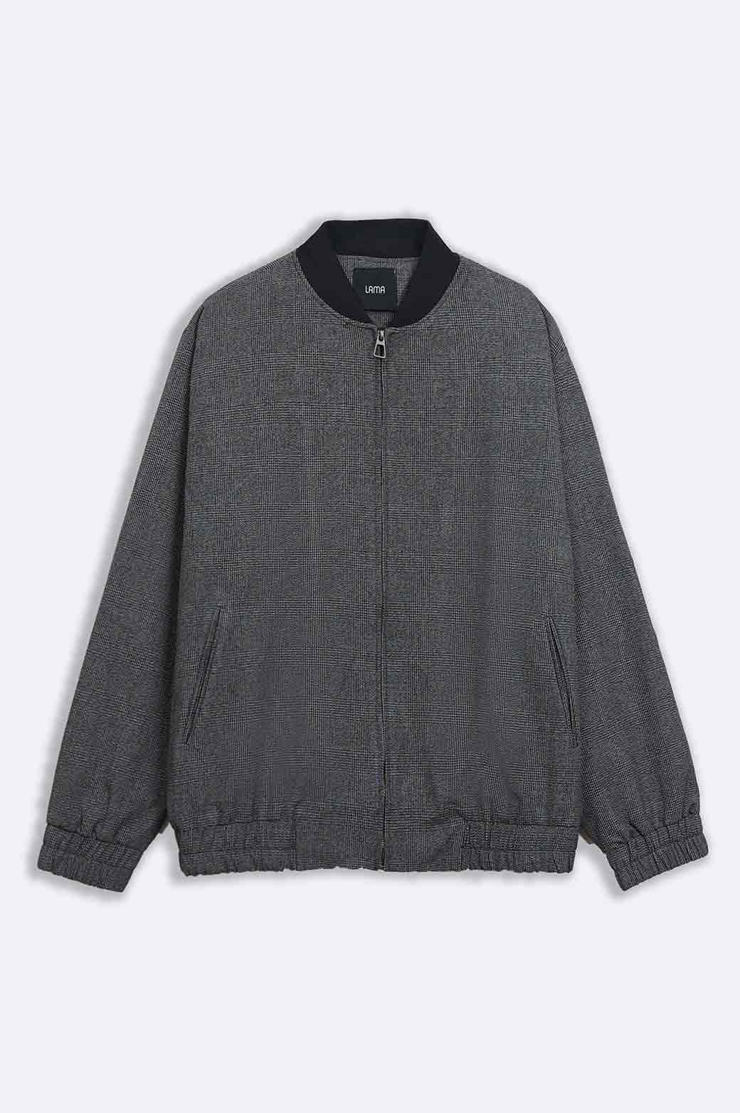 BLACK TEXTURED ZIPPER JACKET