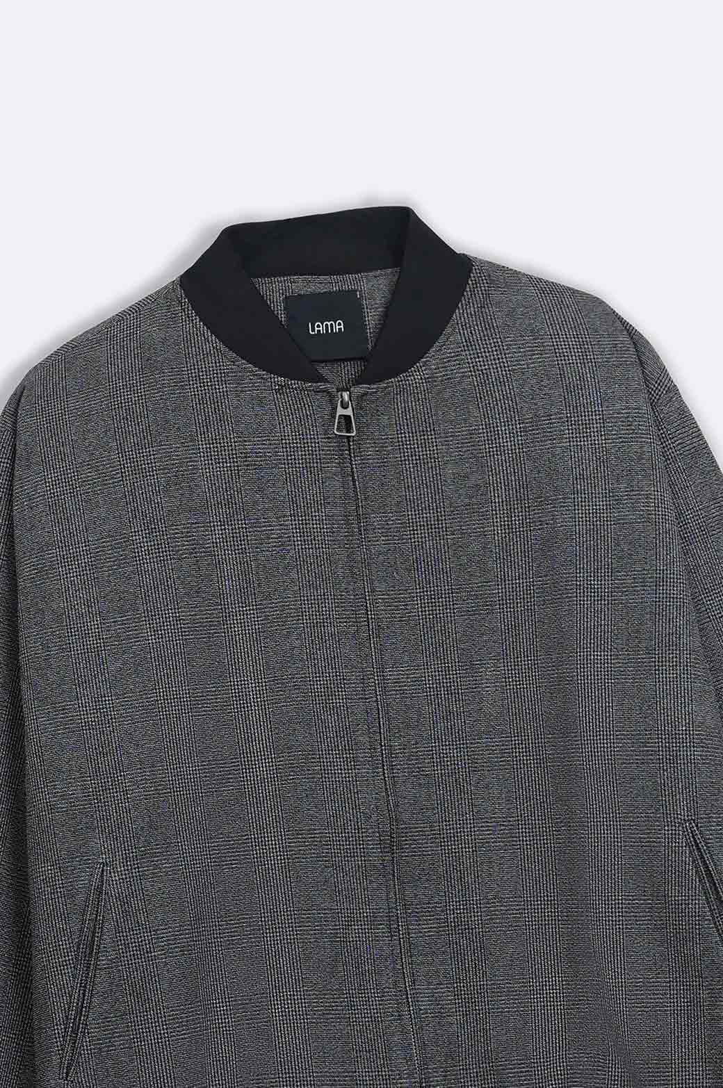 GREY TEXTURED ZIPPER JACKET
